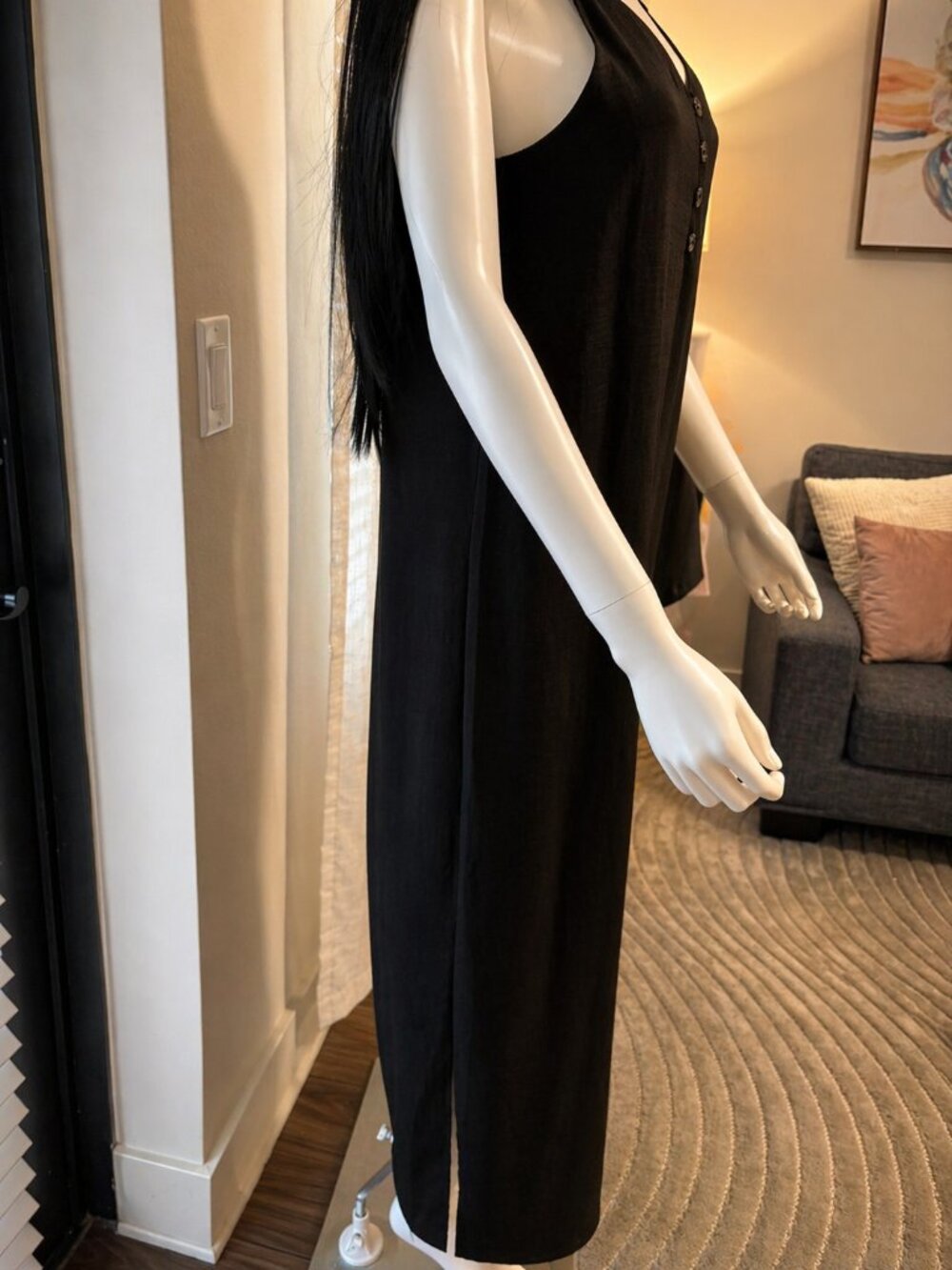 MNG Black Slip Midi Dress – Minimal Chic - Picture 4 of 8